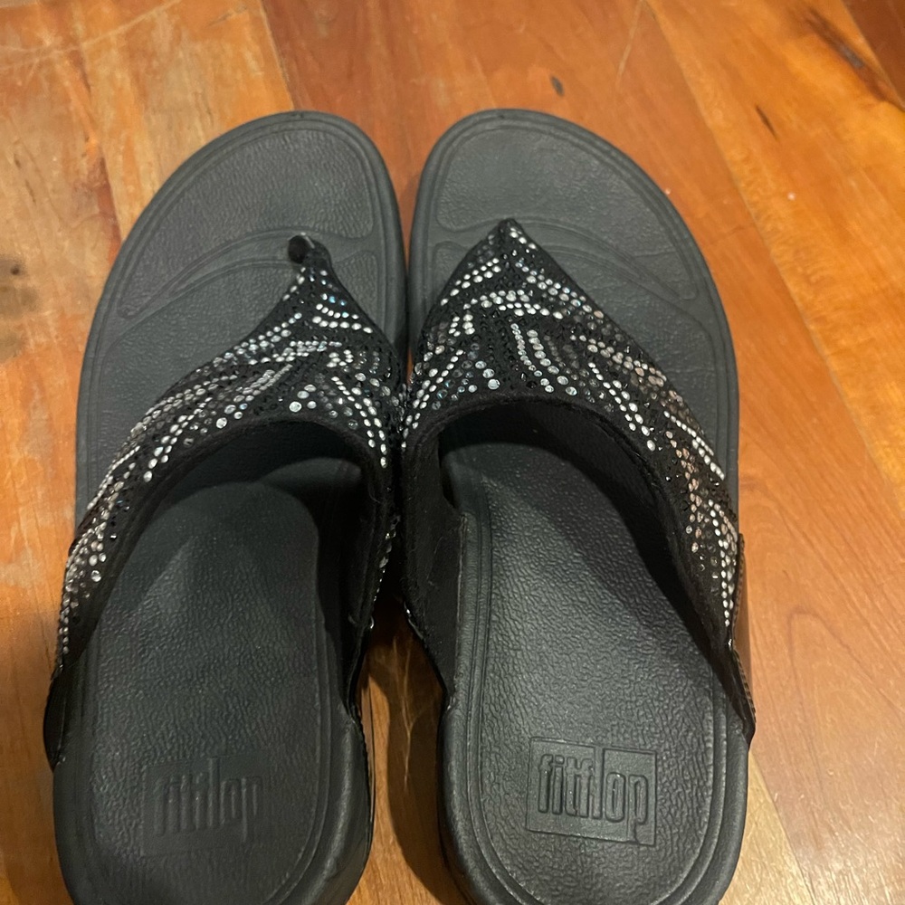 Black and Silver Flip Flops